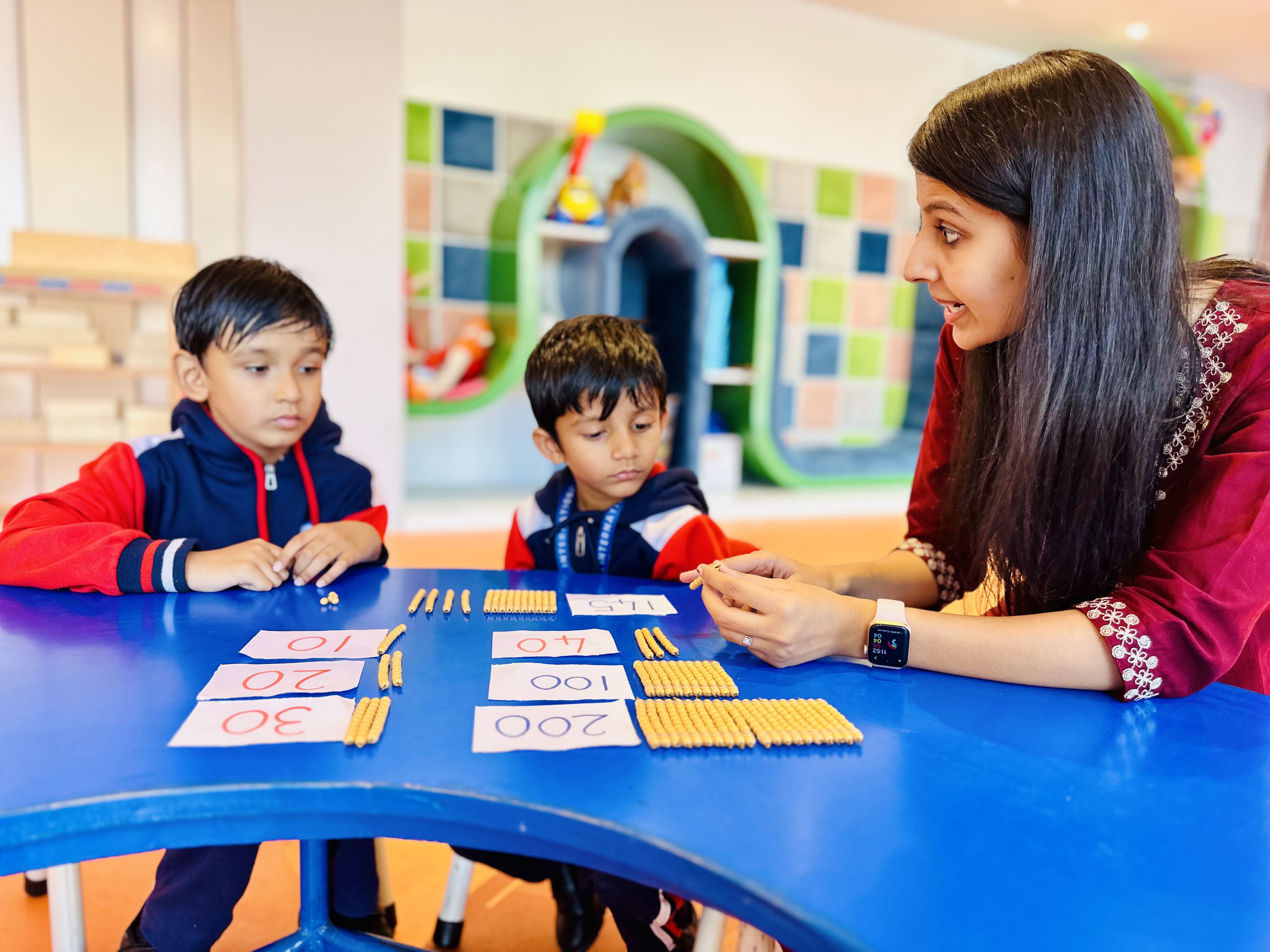 Children playing with blocks